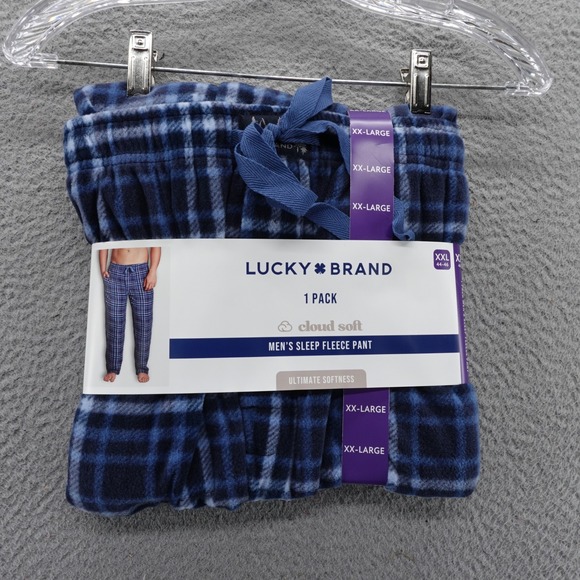 Lucky Brand Other - Lucky Brand Cloud Soft Mens Fleece Sleep Pajama Pants XXL Blue Plaid NEW‎